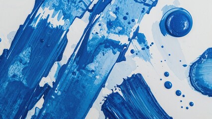 Stock image showing abstract blue oil paint strokes with drawing texture