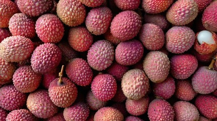 Closeup of fresh lychee fruits.