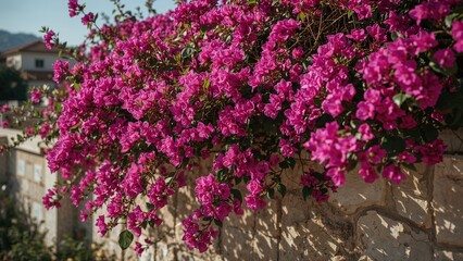 Naklejka premium Climbing vines create a decorative cascade on the wall