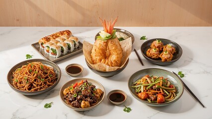 Visuals of Meal Options at a Traditional Asian Food Place