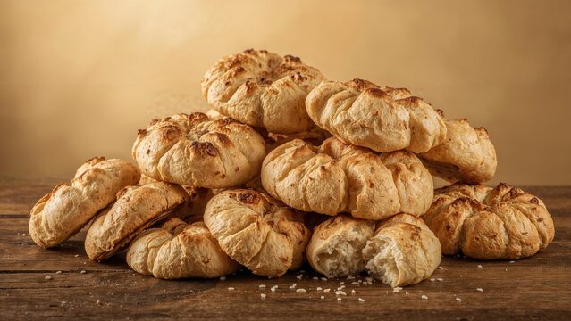 Assortment of warm pita breads displayed on a surface
