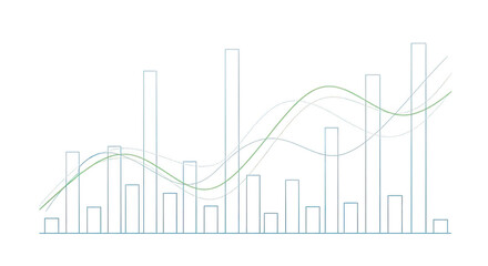 Ai generated image of business growth chart with bars and trend lines isolated on transparent background