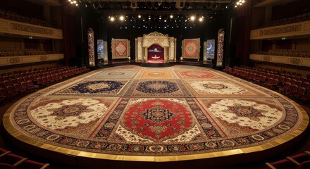 Luxurious Stage with Ornate Carpets and Decor