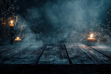 Table background of free space for your decoration and spooky halloween background
