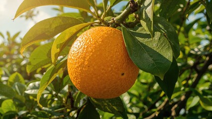 Photo of a Vibrant Orange Fruit on the Tree