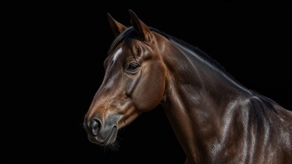 Obraz premium Portrait of horses set against a dark backdrop