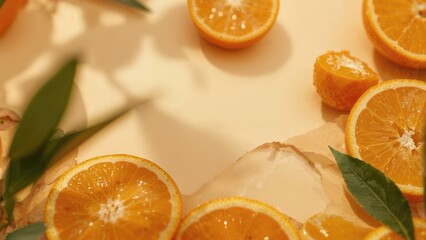 Fresh Orange Halves Used as a Base for Healthy Beverage