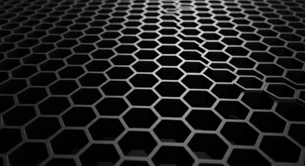 Black Hexagonal Pattern on Dark Surface with 3d Effect for Futuristic Technology Design