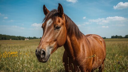 Obraz premium Close-up of a senior horse's face