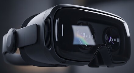 Close up of a modern virtual reality headset with a blurred background