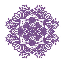Beautiful purple watercolor mandala featuring intricate floral and ornamental patterns. Ideal for use in textile prints, meditation visuals, home decor, yoga designs, and spiritual-themed artwork.