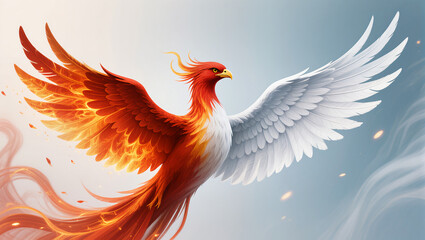 Obraz premium Phoenix soaring with vibrant flames and feathers