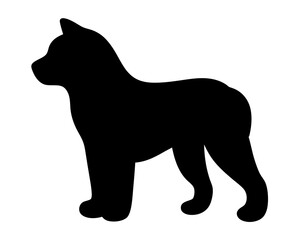 Black silhouette of a dog standing against a white background graphic image