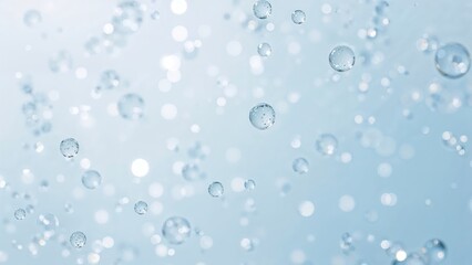 Light Blue Background Featuring Bokeh and Floating Bubbles