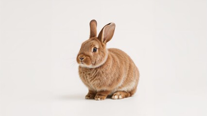 Obraz premium Studio photo of a brown rabbit with floppy ears against a white backdrop