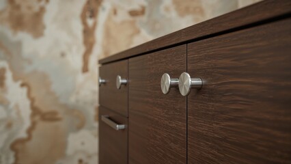 Furniture doors fitted with pull knobs