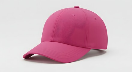Fototapeta premium A vibrant pink baseball cap displayed against a clean, white background.