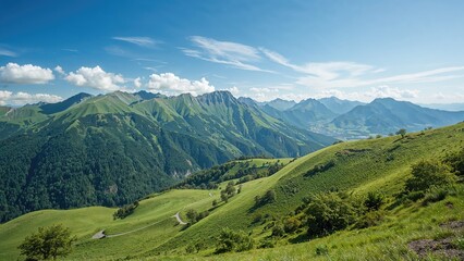 Fototapeta premium Brightly Colored Green Hills in Summer