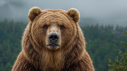 Fototapeta premium Wild Brown Bear Facing the Camera