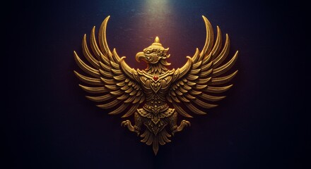Obraz premium Golden Garuda Symbol on Dark Background