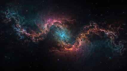 Obraz premium Multicolored fractal cosmic dust set on a black canvas