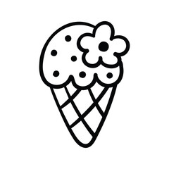 Hand drawn ice cream cone outline element icon