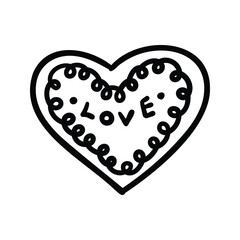 Hand drawn love heart outline element icon