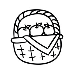 Hand drawn orange basket outline element icon