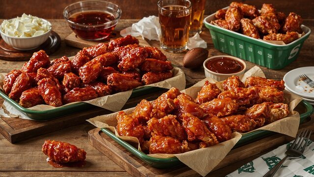 Game day treats feature honey-glazed hot wings, either air-fried or roasted.