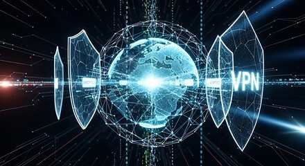 Global vpn network security and digital protection concept