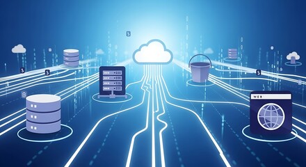 Digital cloud computing network connecting various devices and data storage