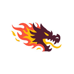Naklejka premium Fiery Red and Yellow Dragon Head Logo for Sports, Gaming, and Fantasy Branding