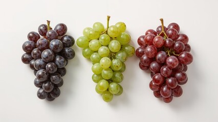 Fototapeta premium Colorful grape assortment from a health supplement outlet, comprising purple, red, and green grapes