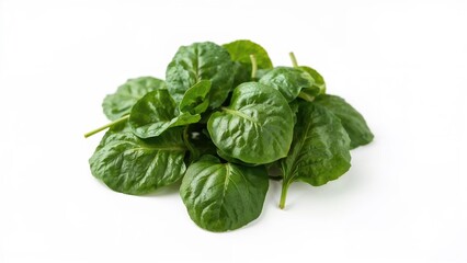 Fototapeta premium Spinach greens set on a clean white canvas