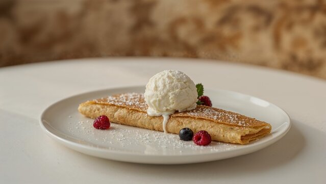 Freshly made crepe loaded with ice cream filling - Powered by Adobe