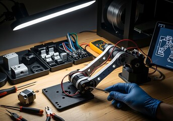Robotic arm assembly and testing in a workshop setting