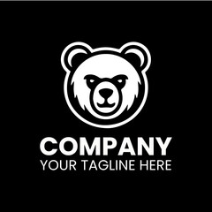 Minimal Black and White Bear Head Icon for Adventure and Wildlife Branding