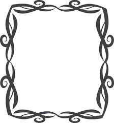Hand drawn decorative frame vector illustration, simple black and white line art, minimalist square border design, doodle ornamental frame for invitations, cards, and decorative projects