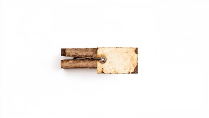 Classic wooden laundry clip displayed on a solid white background with a charred love message.