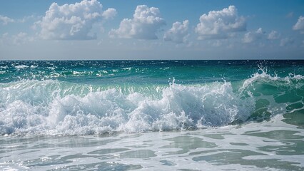 Fototapeta premium Radiant sunlight reflecting off water waves