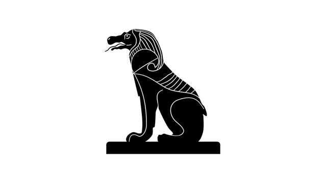 Goddess Ammit symbol, black isolated silhouette