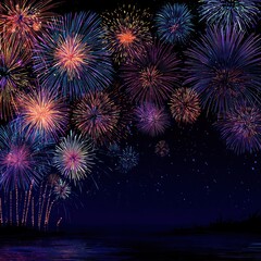 Fototapeta premium night fireworks celebration background
