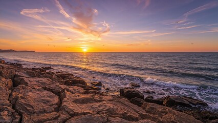 Gorgeous vista of a rugged coastline set against a magnificent horizon