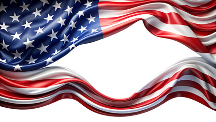 Waving american flag forming a frame, symbolizing freedom and opportunity in the usa isolated on transparent background