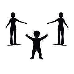 Family silhouette with arms outstretched silhouette