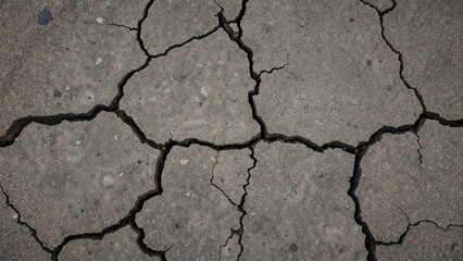 Obraz premium Top-down image of gray cracked terrain symbolizing environmental issues