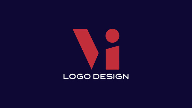  Bold VI monogram logo design in striking red and white with modern minimalism on a dark background, perfect for branding templates, business identity, and marketing design