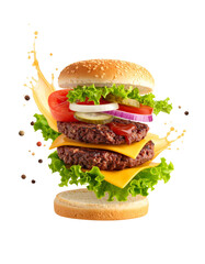 Double Cheeseburger with Fresh Vegetables and Sauce Splash