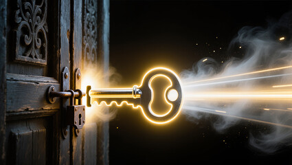 Unlocking mysteries with a glowing key in the dark