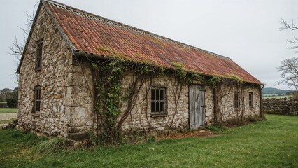 Obraz premium Facade of a rustic 18th-century countryside barn